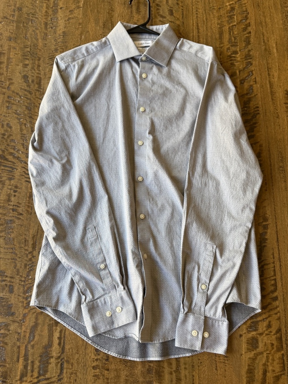 Calvin Klein Steel+ Slim Fit Dress Shirt Men’s Medium Gray Pattern Stretch